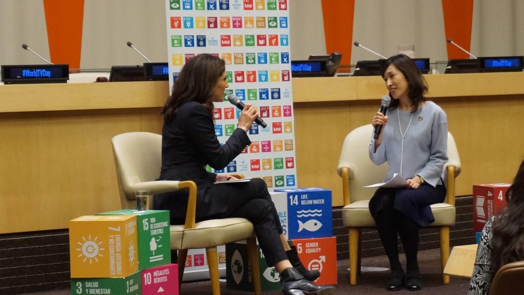 Fuji TV’s Yoshiko Kobata at the UN World TV DAY session